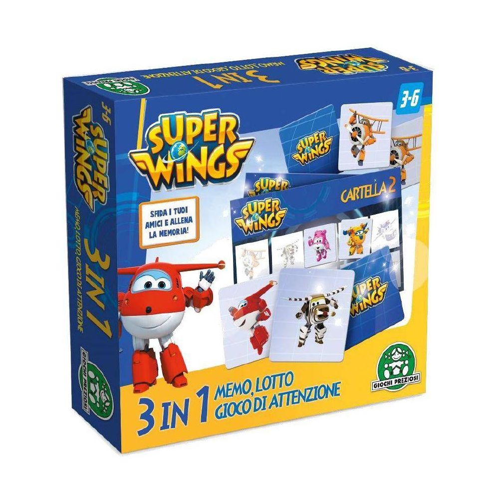 Super Wings - Juego 3 en 1 súper memo Giochi Preziosi  - Caja algo dañada