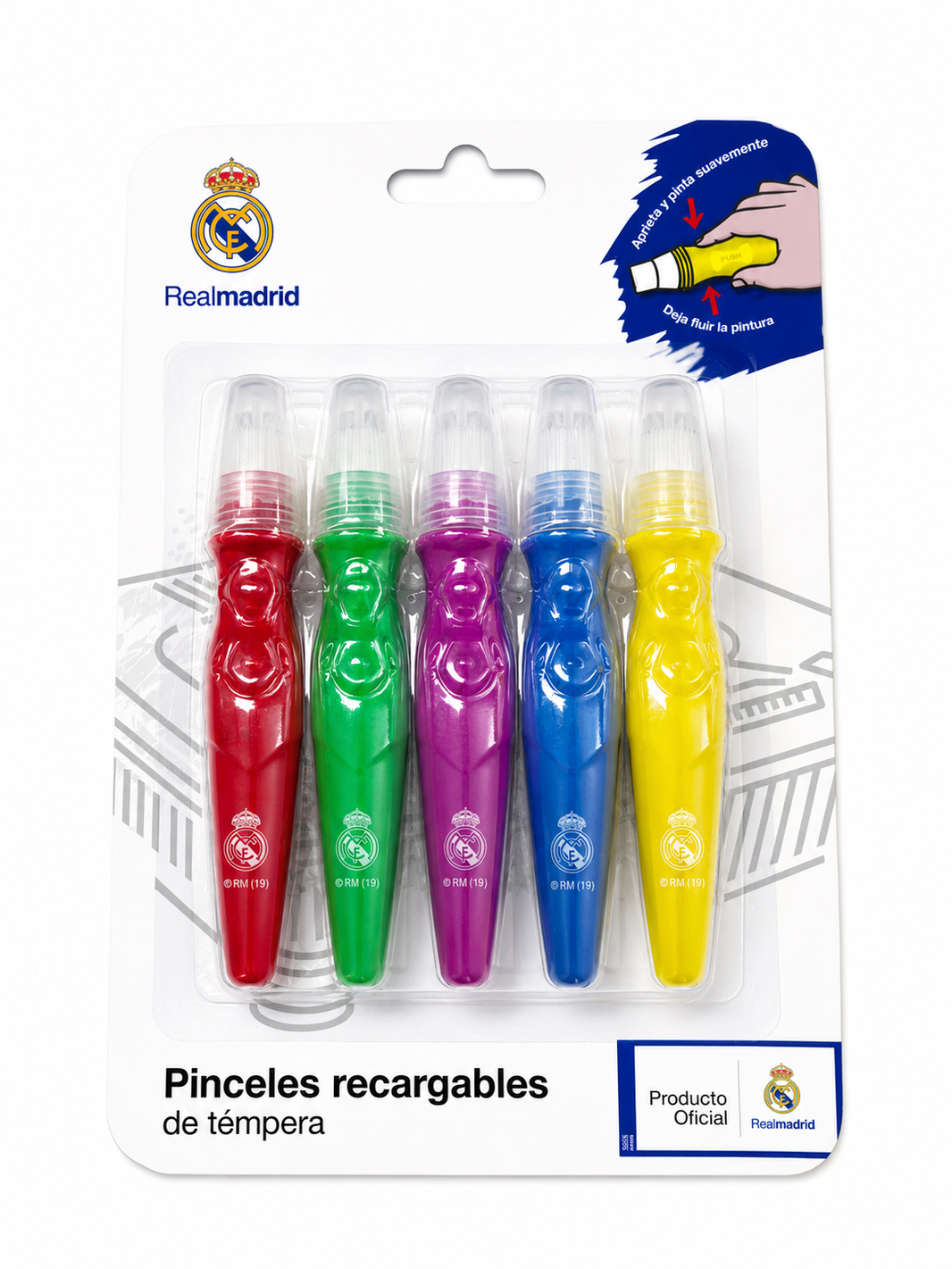 Set de 5 pinceles recargables de témpera Real Madrid C.F.