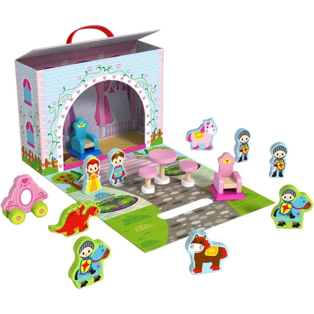Tooky Toy Caja de Princesa – Castillo de Princesas Plegable con Escenario de Juego