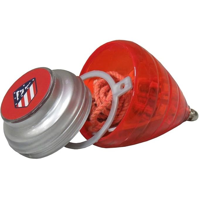 Peonza Atlético de Madrid oficial con cuerda | Juguete tradicional seguro y resistente