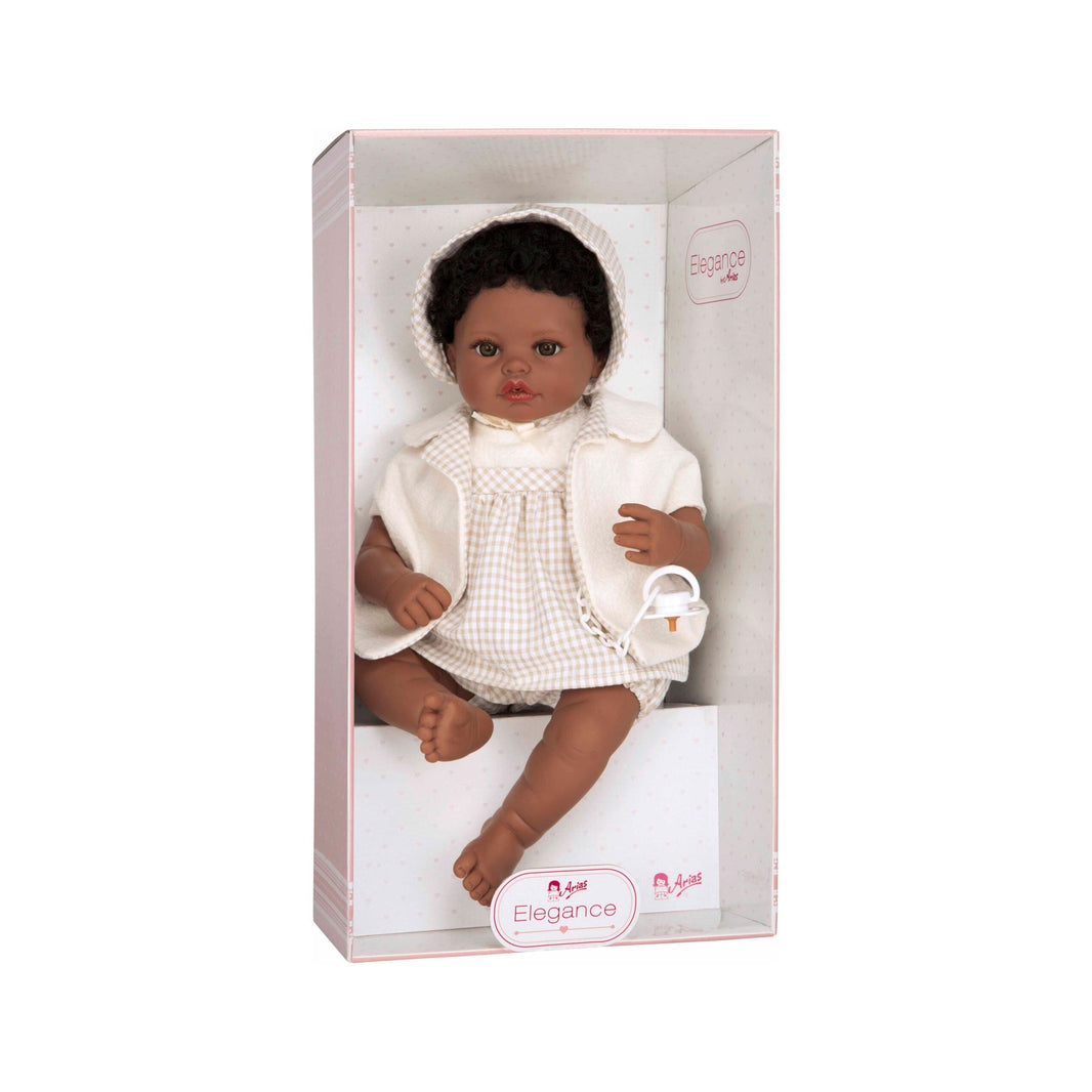 Muñeca Saira Mulata Beige Arias Elegance con mecanismo de risa Ref. 65302