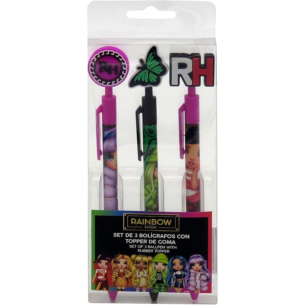 Rainbow High - Pack de 3 Bolígrafos con Topper Infantiles