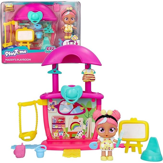Bebés Llorones Playtime – Maddy’s Playroom+ 1 traje gratis de regalo para la Bebe | Set de Juego Infantil con Muñeca y Accesorios | Habitación Interactiva para Niños