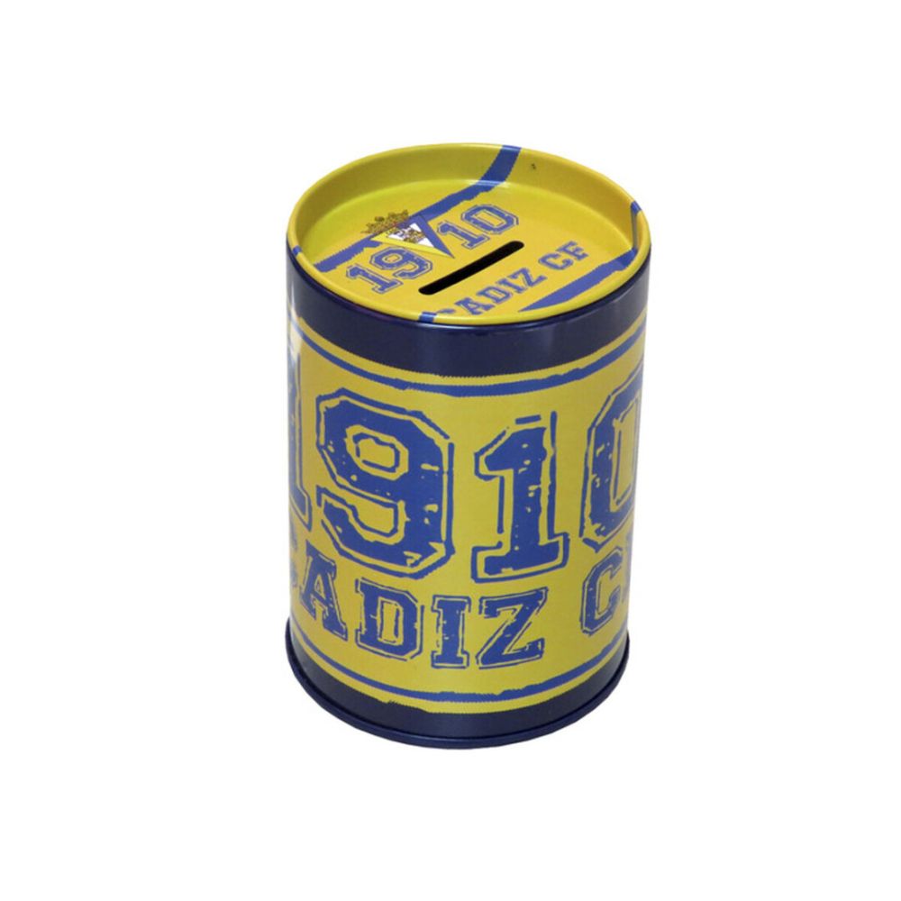 Hucha Cádiz CF oficial de metal amarilla | Alcancía infantil 11 cm fútbol