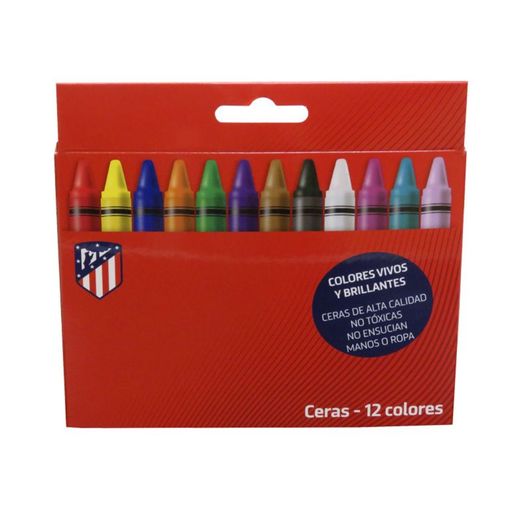 12 Pinturas de Cera Atlético de Madrid Oficiales | Ceras de Colores Escolares Niños