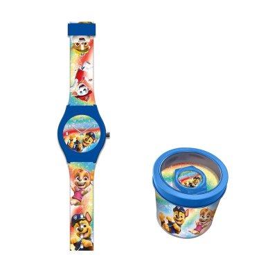 Reloj Analogico en Caja de Metal Patrulla Canina