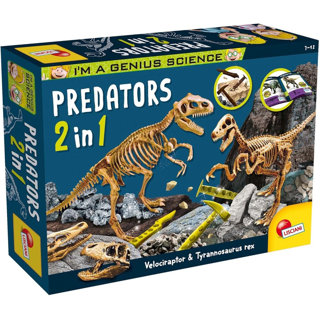 I’m a Genius Science – Dinosaurios Depredadores 2 en 1 | Juego Educativo Científico con Excavación y Reconstrucción de Dinosaurios | Juguete Infantil +7 Años