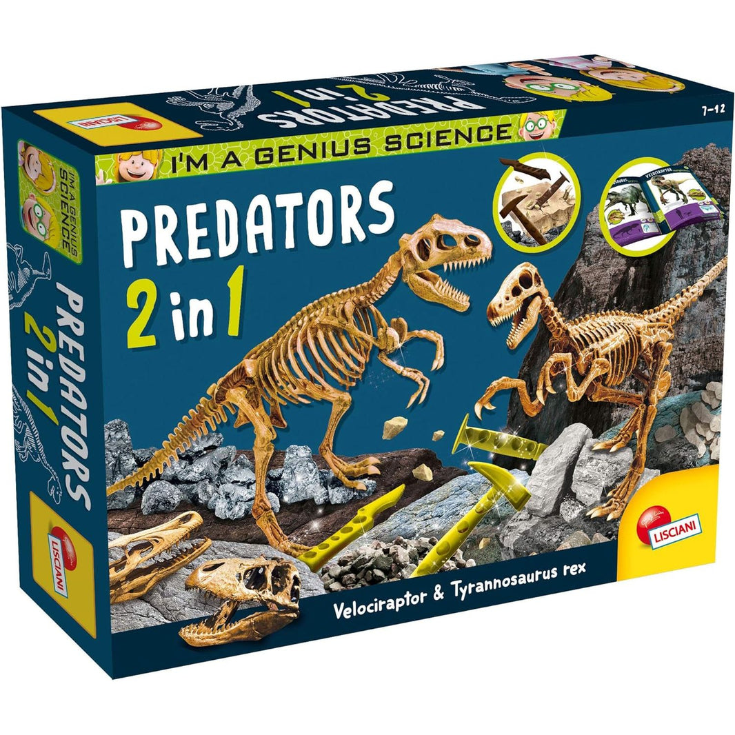 I’m a Genius Science – Dinosaurios Depredadores 2 en 1 | Juego Educativo Científico con Excavación y Reconstrucción de Dinosaurios | Juguete Infantil +7 Años