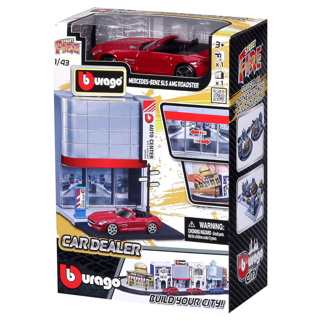 Burago Build Your City 1/43 - Car Dealer + Mercedes-Benz SLS AMG Roadster