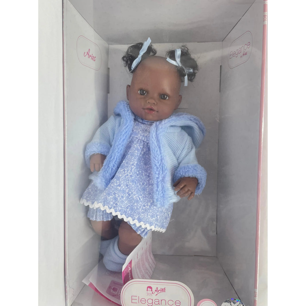 Muñeca Arias Elegance Morena con Vestido Azul con mecanismo. REf60259e