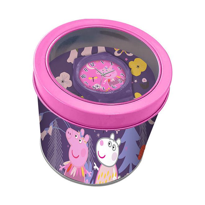 Reloj analógico en caja metal Peppa Pig