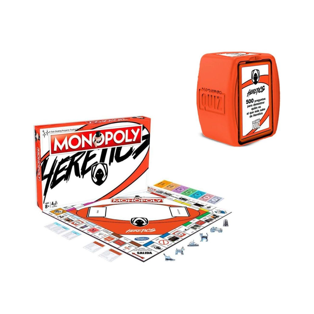 Pack exclusivo Team Heretics: Monopoly + Top Trumps Quiz con 500 preguntas. Juegos oficiales en español para fans y jugadores.