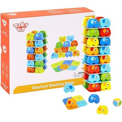 Juego de Apilamiento de Elefantes de Madera Tooky Toy