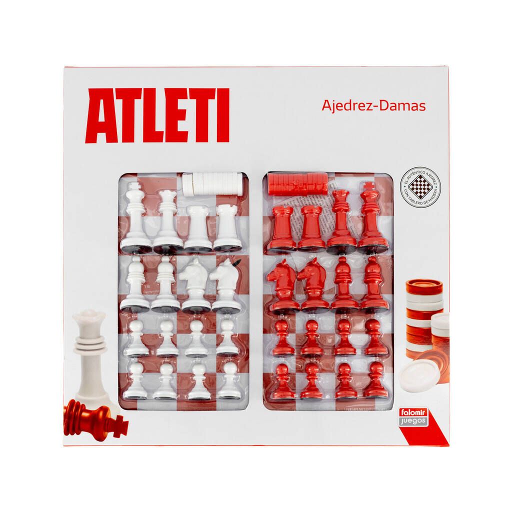 Caja del Ajedrez y Damas Atlético de Madrid Falomir 34096 con piezas