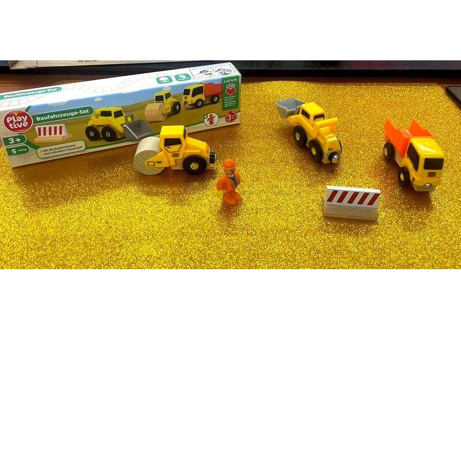 Juego de vehículos de construcción de madera PlayTive