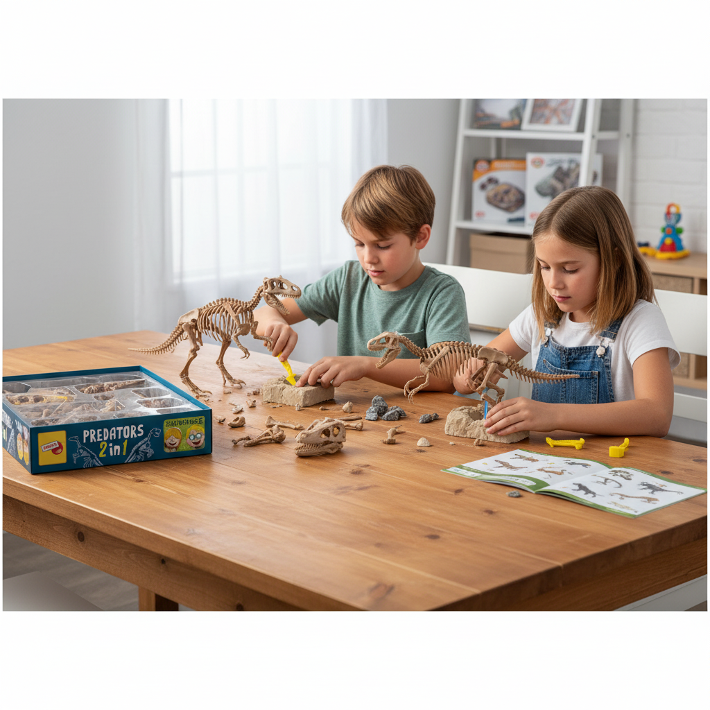 I’m a Genius Science – Dinosaurios Depredadores 2 en 1 | Juego Educativo Científico con Excavación y Reconstrucción de Dinosaurios | Juguete Infantil +7 Años