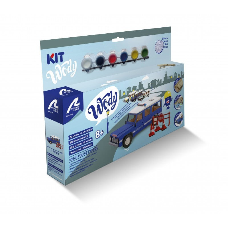 Maqueta en Madera de Coche de Policía - caja algo dañada