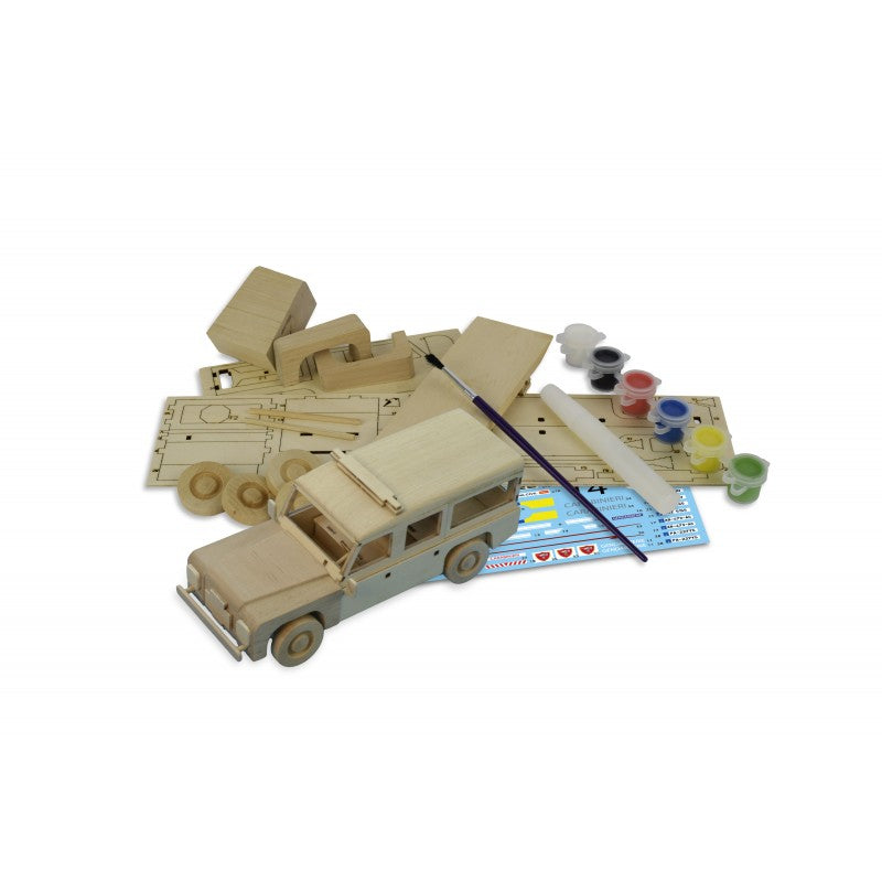 Maqueta en Madera de Coche de Policía - caja algo dañada