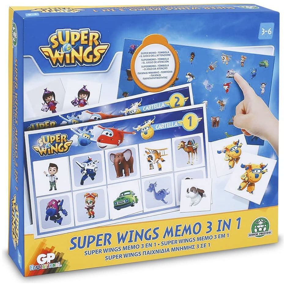 Superwings - Juego 3 en 1 súper memo. Caja algo dañada