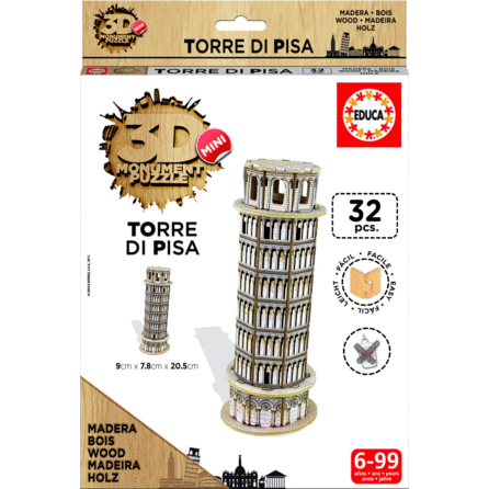 TORRE DE PISA - MINI 3D MONUMENT PUZZLE - MADERA