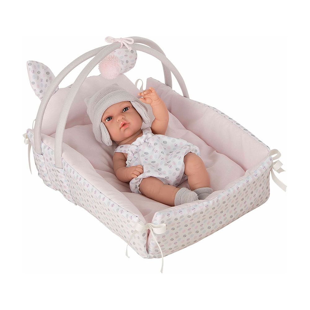 Muñeca natal con cuna con lunares 60283