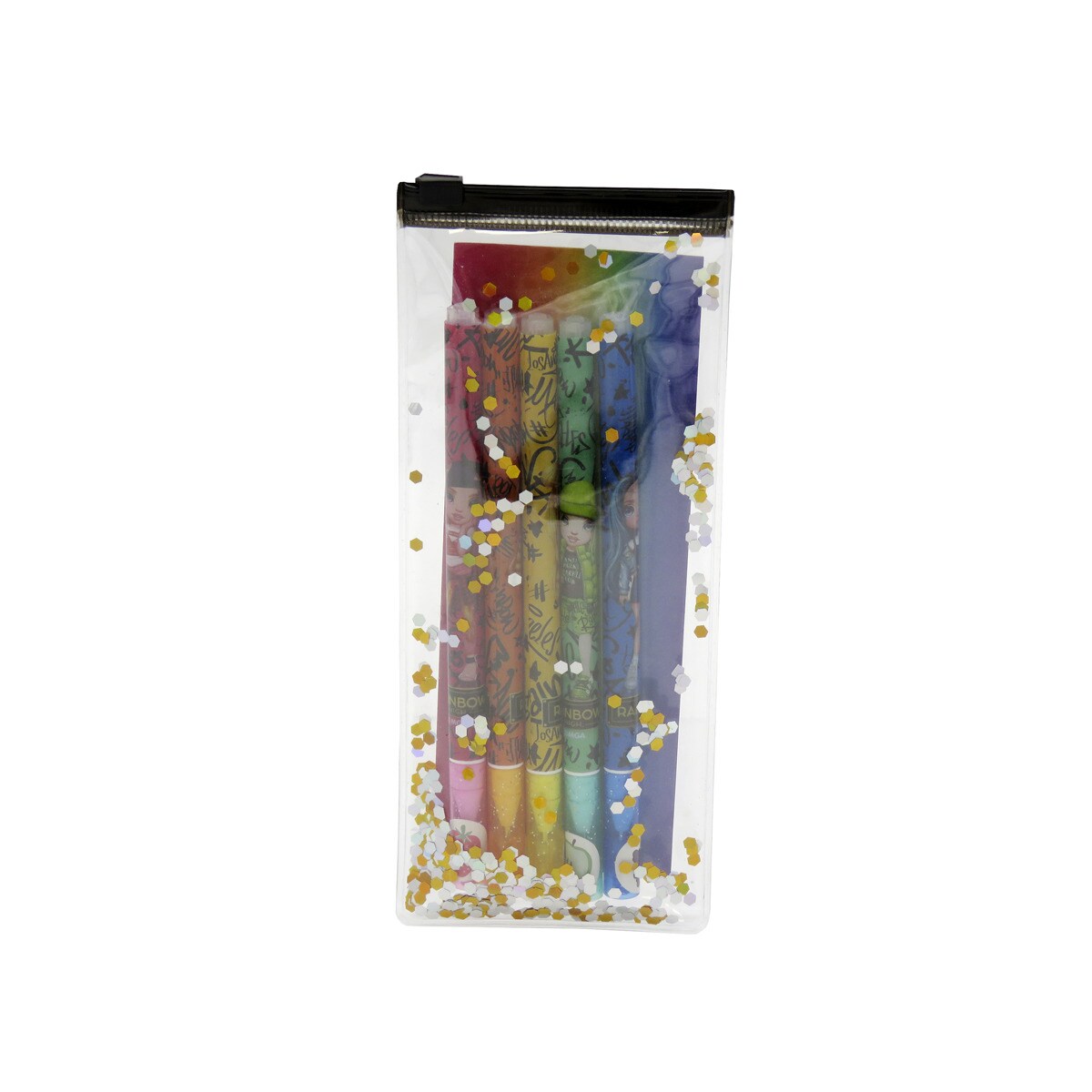 Pack de 5 Bolígrafos de Gel con Purpurina y Aromas Rainbow High | Bolígrafo Infantil de Colores Brillantes | Papelería Creativa para Niñas