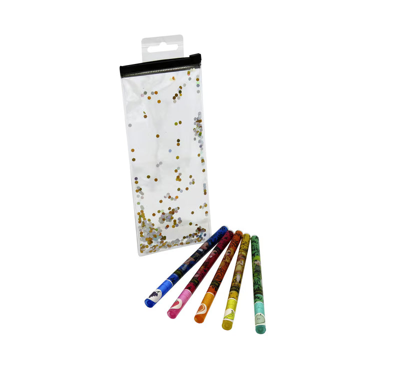 Pack de 5 Bolígrafos de Gel con Purpurina y Aromas Rainbow High | Bolígrafo Infantil de Colores Brillantes | Papelería Creativa para Niñas