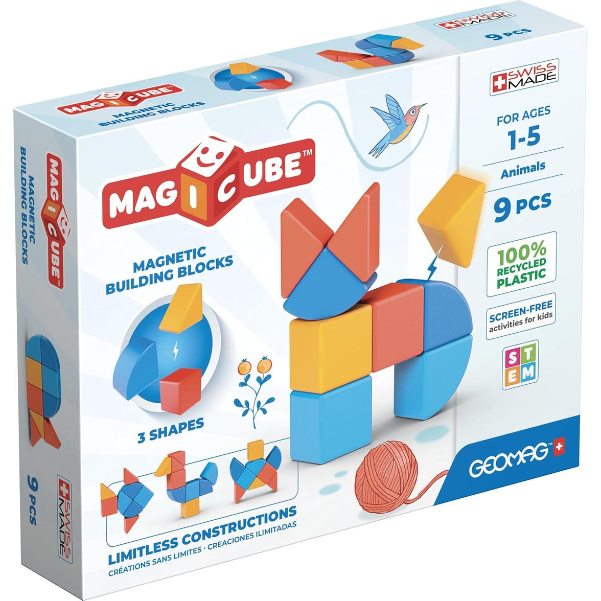 Geomag Magicube Animales – Set de 9 Piezas Magnéticas | Juguete Educativo para Niños