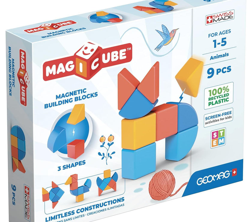 Geomag Magicube Animales – Set de 9 Piezas Magnéticas | Juguete Educativo para Niños