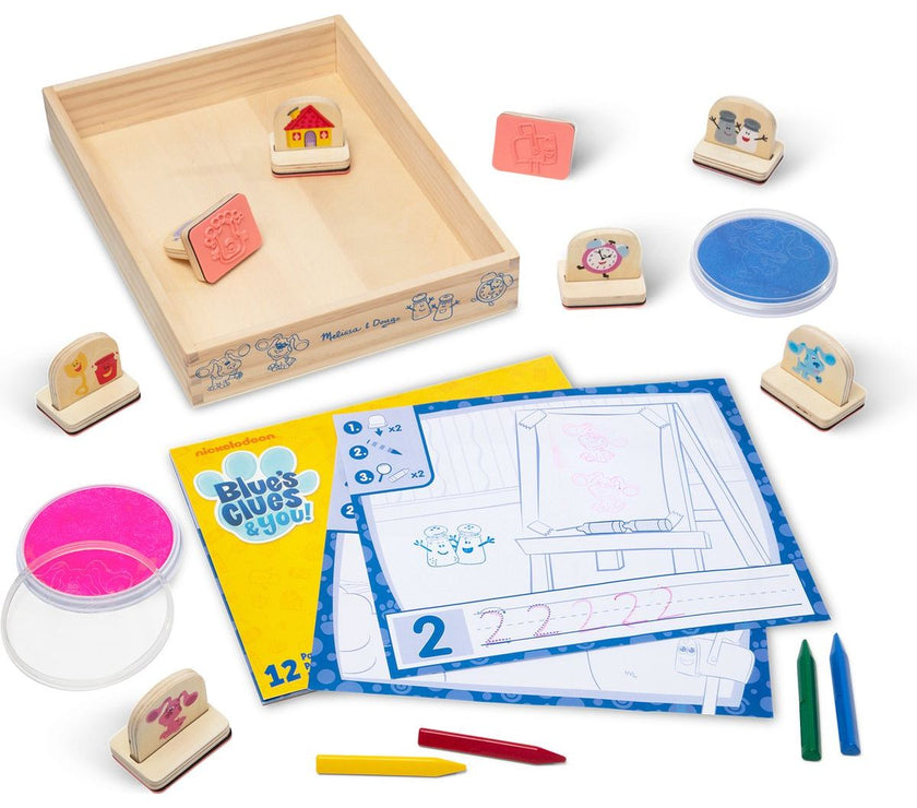 Juego de Actividades con Sellos de Madera Blue’s Clues & You – 14 Piezas | Set Creativo Infantil
