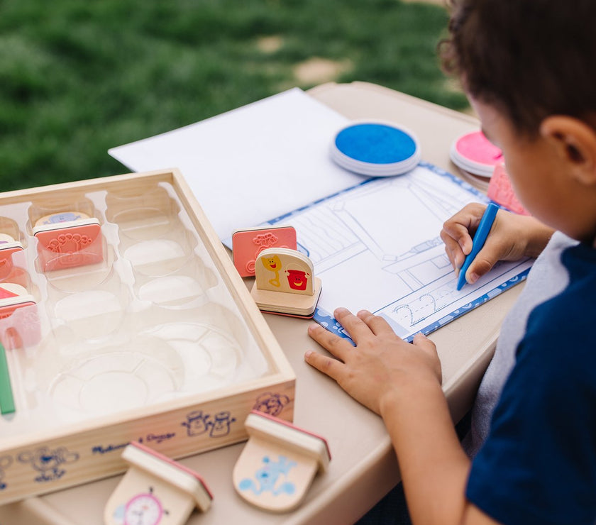Juego de Actividades con Sellos de Madera Blue’s Clues & You – 14 Piezas | Set Creativo Infantil