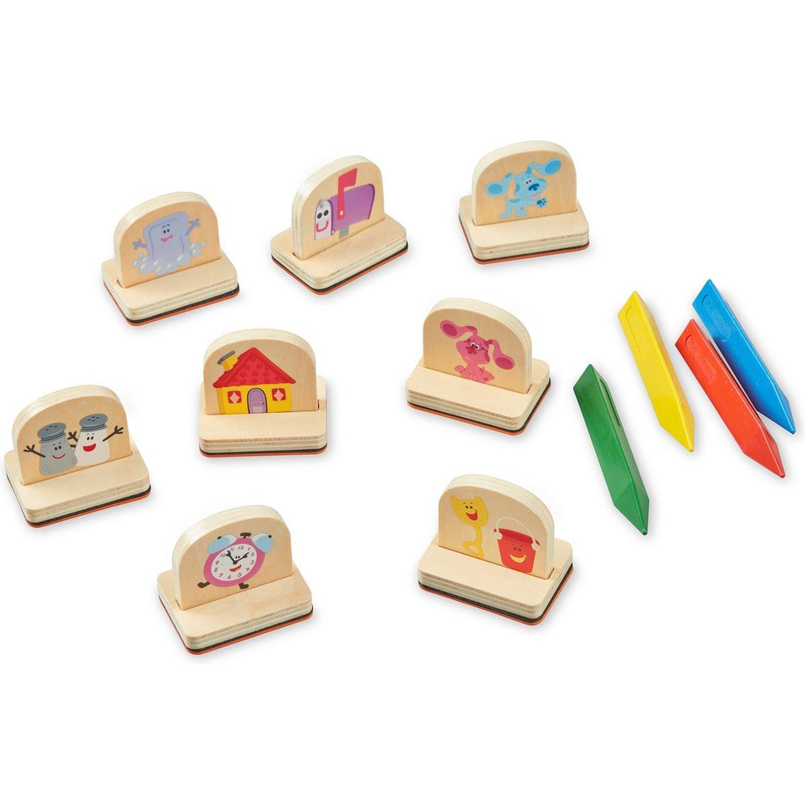 Juego de Actividades con Sellos de Madera Blue’s Clues & You – 14 Piezas | Set Creativo Infantil