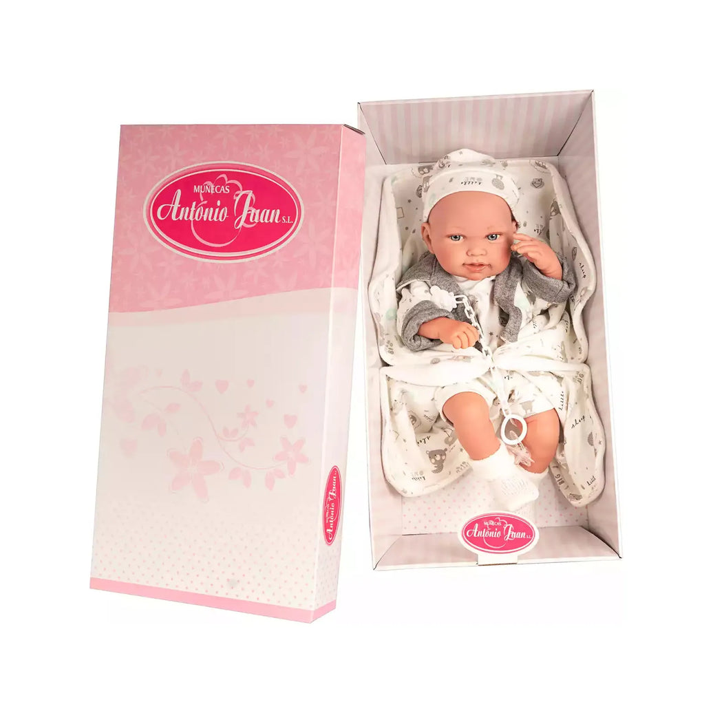 Muñeca Recién Nacida Pipa Osito Gris 40 cm. Antonio Juan 50083