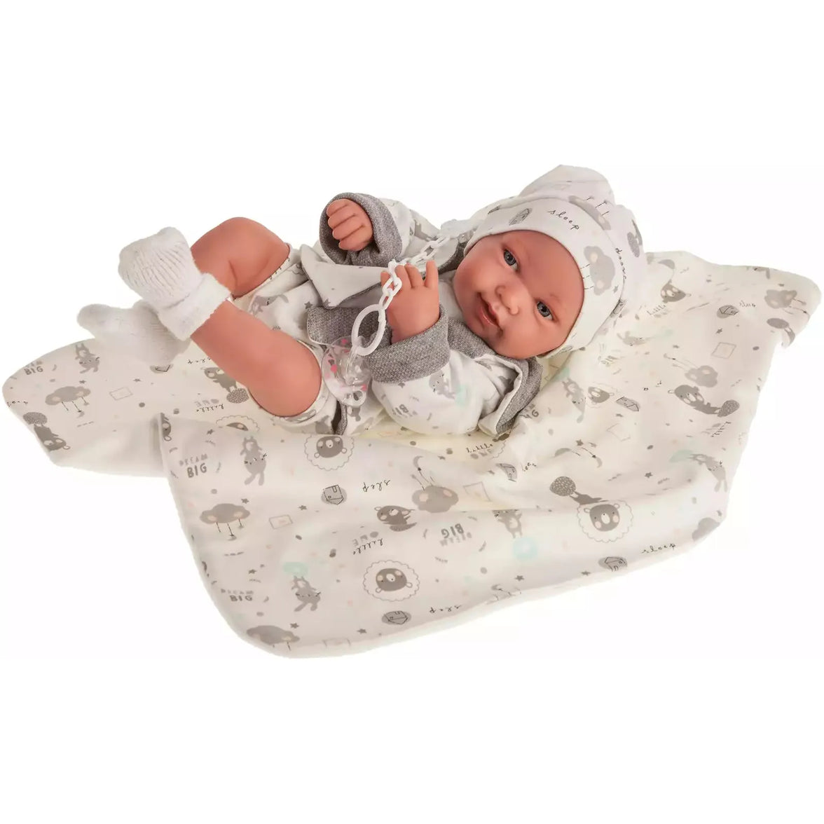 Muñeca Recién Nacida Pipa Osito Gris 40 cm. Antonio Juan 50083