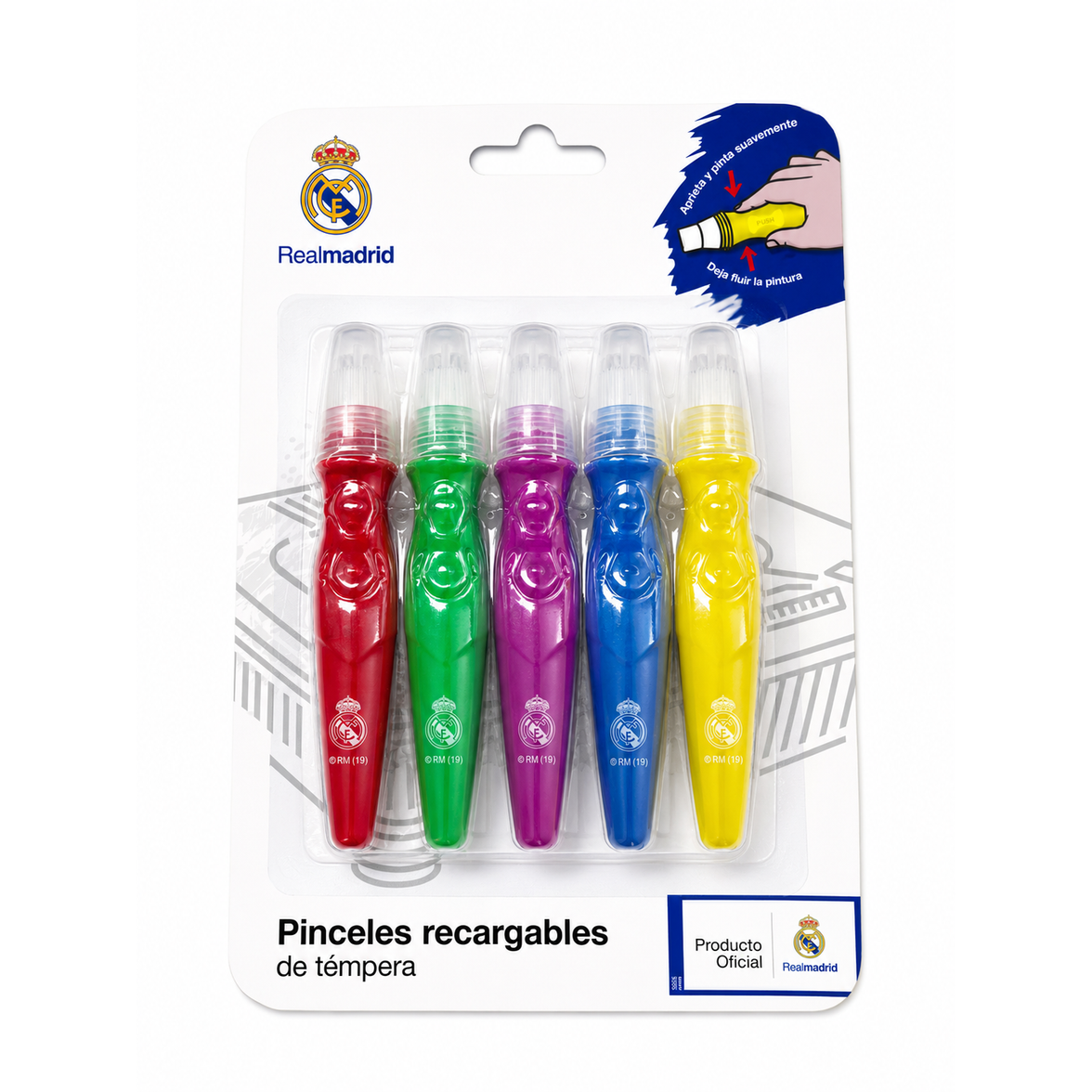 Set de 5 pinceles recargables de témpera Real Madrid C.F.