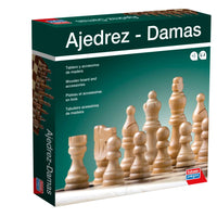 Ajedrez y Damas Falomir con piezas de madera | Tablero de 29 cm
