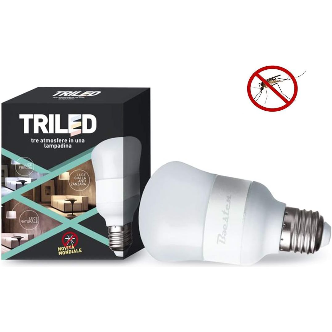 Pack 5 WIOHAIR + 1 de regalo Bombillas antimosquitos(tres luces, luz calida, blanca y antimosquitos) | Eficaz en interior y exterior | Tecnología patentada | Repelente de mosquito común y tigre| LED E27 A70, 8W | 3 tipos de luz: 1850 K, 3800 K, 5700 K