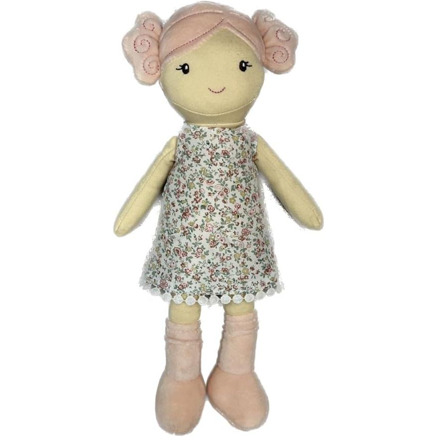 Muñeca de Trapo con Vestido Bordado de Flores 35 cm | Juguete Clásico y Suave
