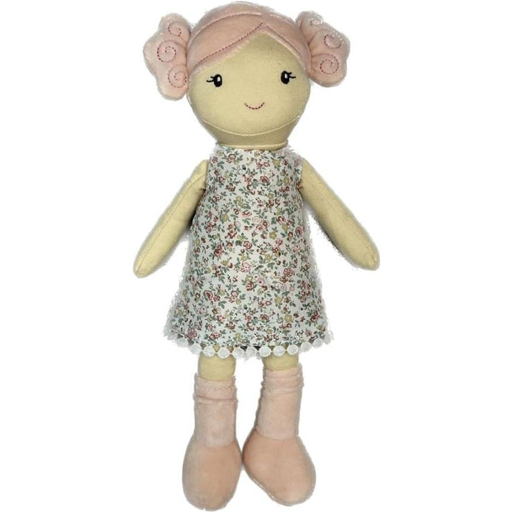 Muñeca de Trapo con Vestido Bordado de Flores 35 cm | Juguete Clásico y Suave