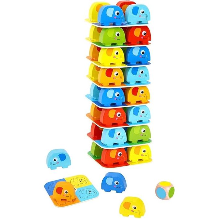 Juego de Apilamiento de Elefantes de Madera Tooky Toy