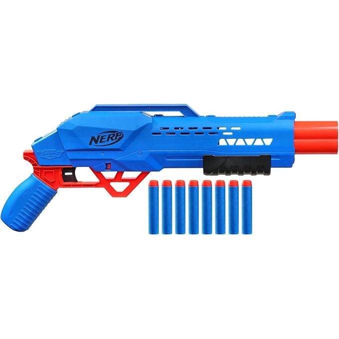 Nerf Alpha Strike Big Cat DB-2 Blaster, doble cañón, dispara 2 dardos seguidos, incluye 8 dardos oficiales Nerf Elite