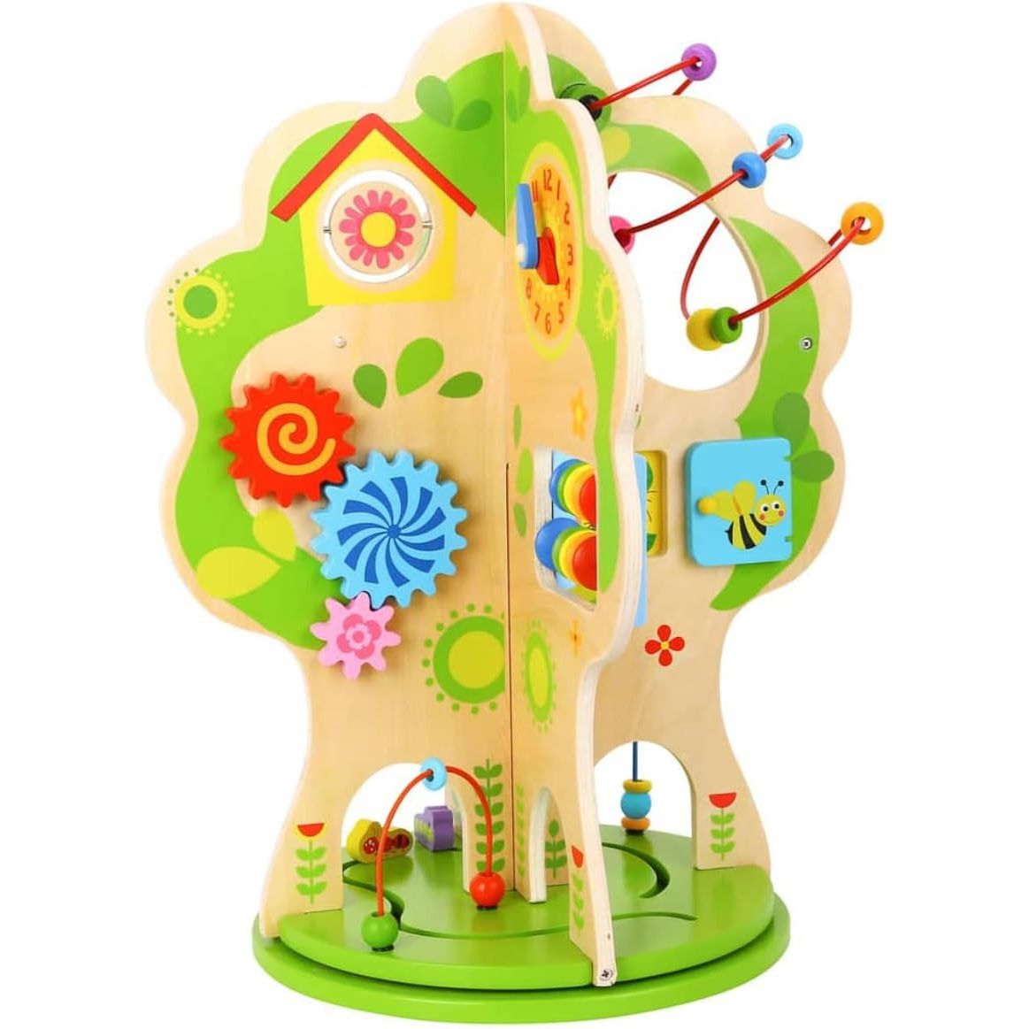 Árbol de Actividades de Madera Multicolor – Juguete Educativo de Motricidad para Niños