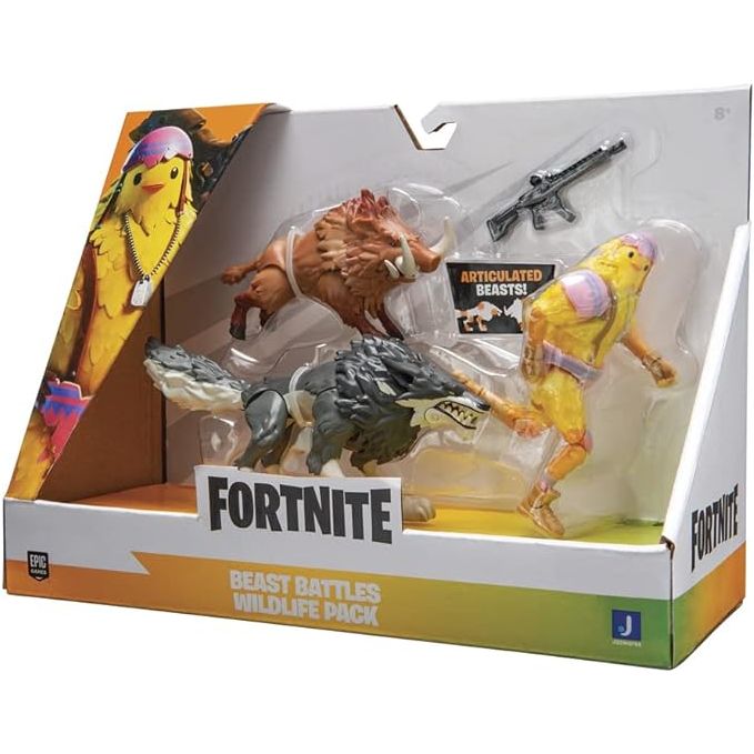 Fortnite – Pack de Figuras Articuladas Beast Battles Wildlife 10 cm (4 Piezas) | Juguetes Coleccionables con Accesorios | Para Niños +8 Años