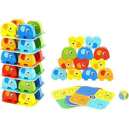 Juego de Apilamiento de Elefantes de Madera Tooky Toy