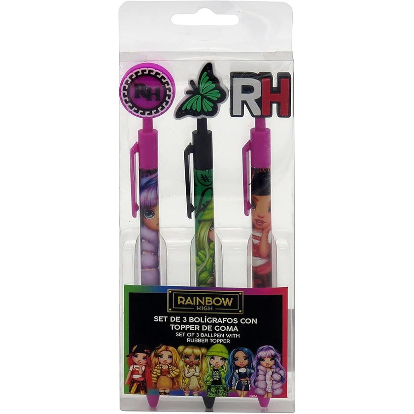 Rainbow High - Pack de 3 Bolígrafos con Topper Infantiles
