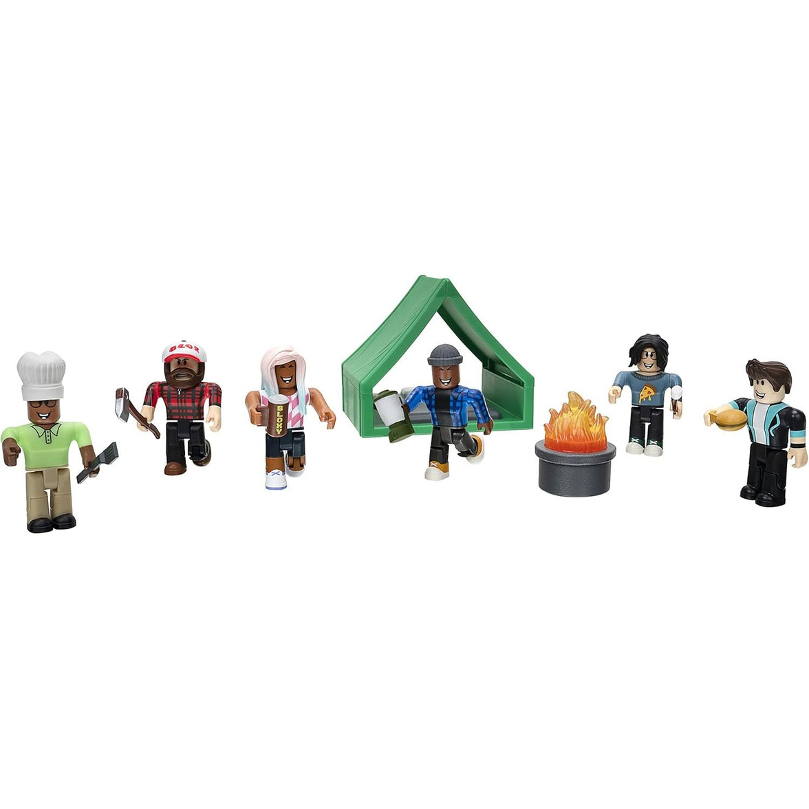 Roblox Colección de Acción – Bienvenido a Bloxburg: Camping Crew Playset | Set de Figuras y Accesorios | Juguete Oficial de Aventura y Exploración