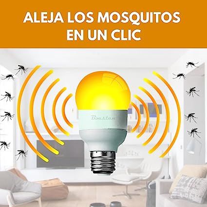 Pack 5 WIOHAIR + 1 de regalo Bombillas antimosquitos(tres luces, luz calida, blanca y antimosquitos) | Eficaz en interior y exterior | Tecnología patentada | Repelente de mosquito común y tigre| LED E27 A70, 11W | 3 tipos de luz: 1850 K, 3800 K, 5700 K
