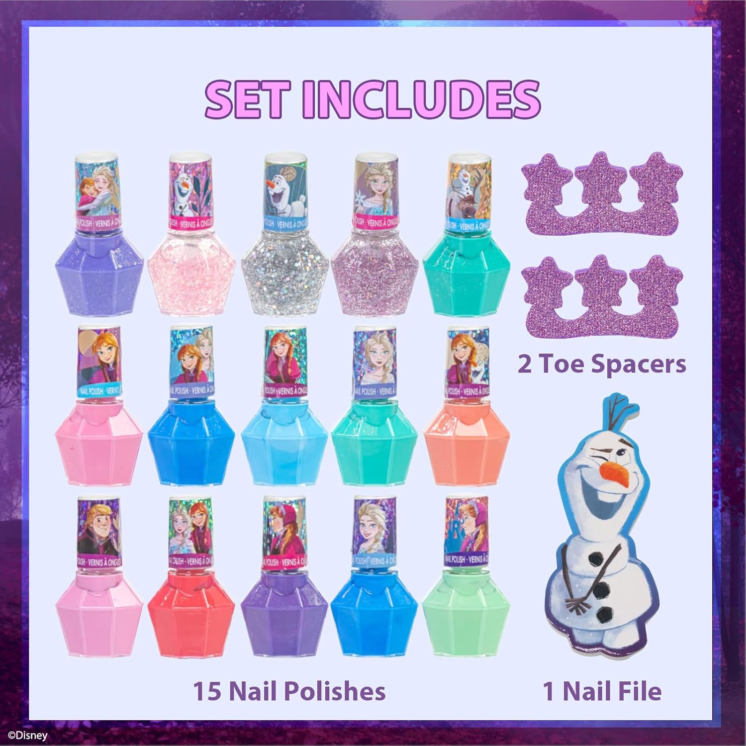 Disney Frozen Set de Esmaltes de Uñas para Niñas 18 Piezas