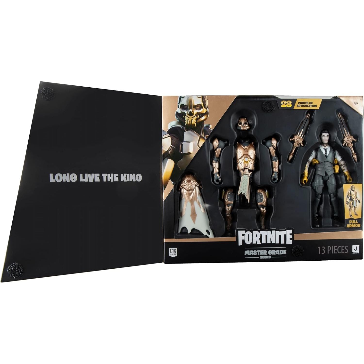 Figura Fortnite Midas Master Grade 2 en 1 + 15 Accesorios Coleccionables - caja algo dañada