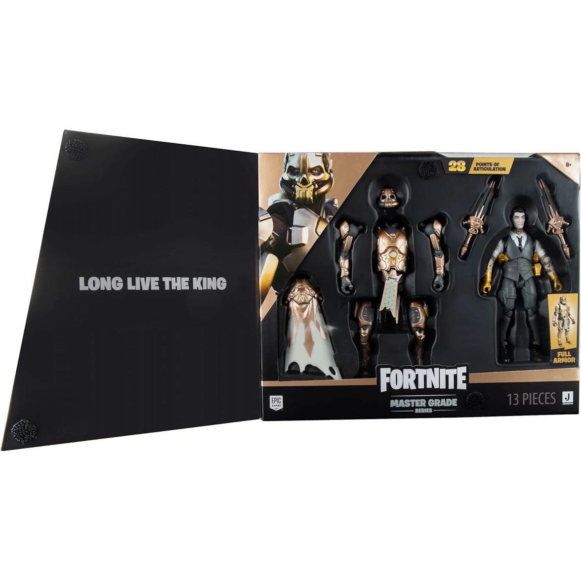 Figura Fortnite Midas Master Grade 2 en 1 + 15 Accesorios Coleccionables - caja algo dañada